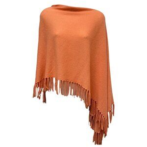 Boo Gemes 100% Cashmere Poncho Scarf Orange Fringe - Imperfect